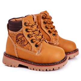 Linshi Botas cálidas para niños Trappers sobre suela de goma Caramel Bobby marrón amarillo
