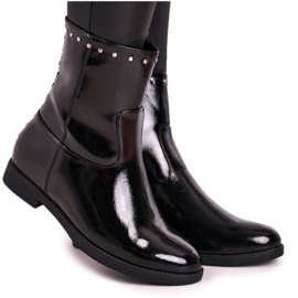 Botas de mujer lacadas en color negro cálido con chorros, Performance