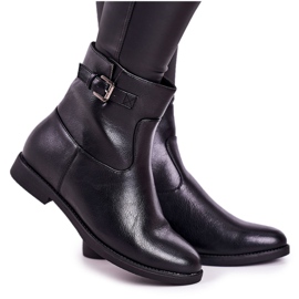 PJ1 Botas de mujer negras hasta la mitad con hebilla negro