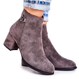 PJ1 Botas cálidas clásicas para mujer en un talón gris Éxito