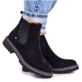 PJ1 Botas Chelsea cálidas para mujer Botas de viajero de ante negras negro