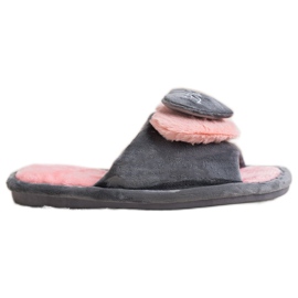 Bona Pantuflas Calientes Con Un Corazón rosa gris
