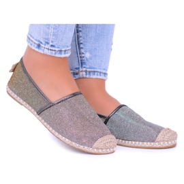 Alpargatas Lu Boo Glitter Slip On Miravet para mujer gris oro