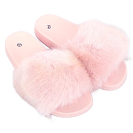 Pantuflas con pelo rosa claro CK107P L.PINK rosado