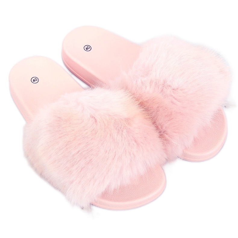 Pantuflas con pelo rosa claro CK107P L.PINK rosado