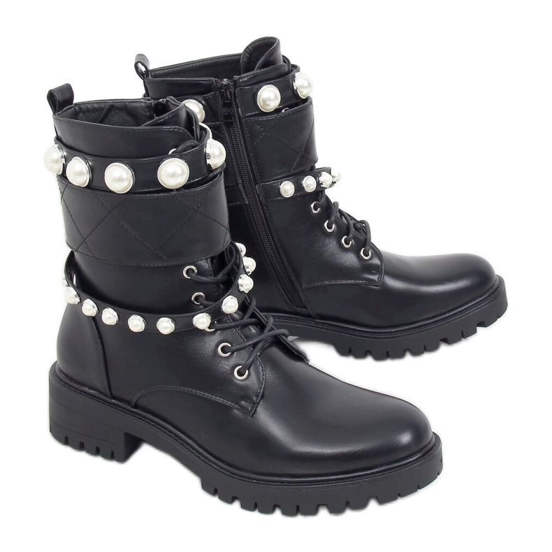 Botas negras con perlas NC1065 Black negro