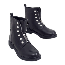 Botas militares negras con perlas 8296 Negro