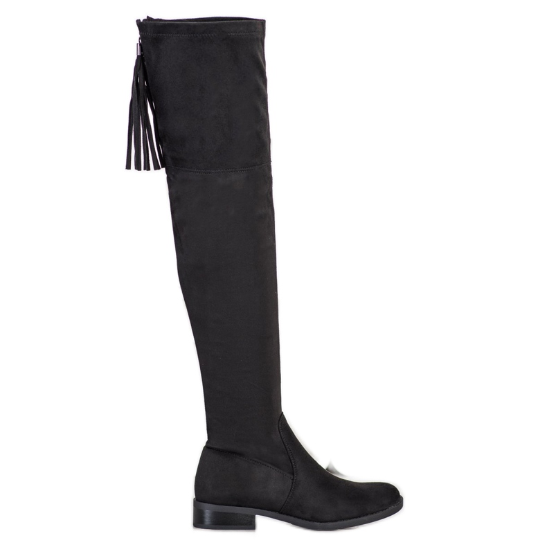 Forever Folie Botas cómodas hasta los muslos con flecos negro Forever Folie Botas cómodas hasta los muslos con flecos negro