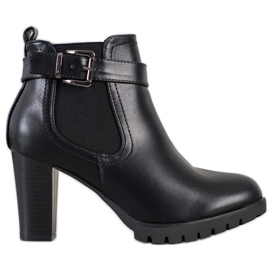 Queen Vivi Botas cómodas de tacón alto negro Queen Vivi Botas cómodas de tacón alto negro
