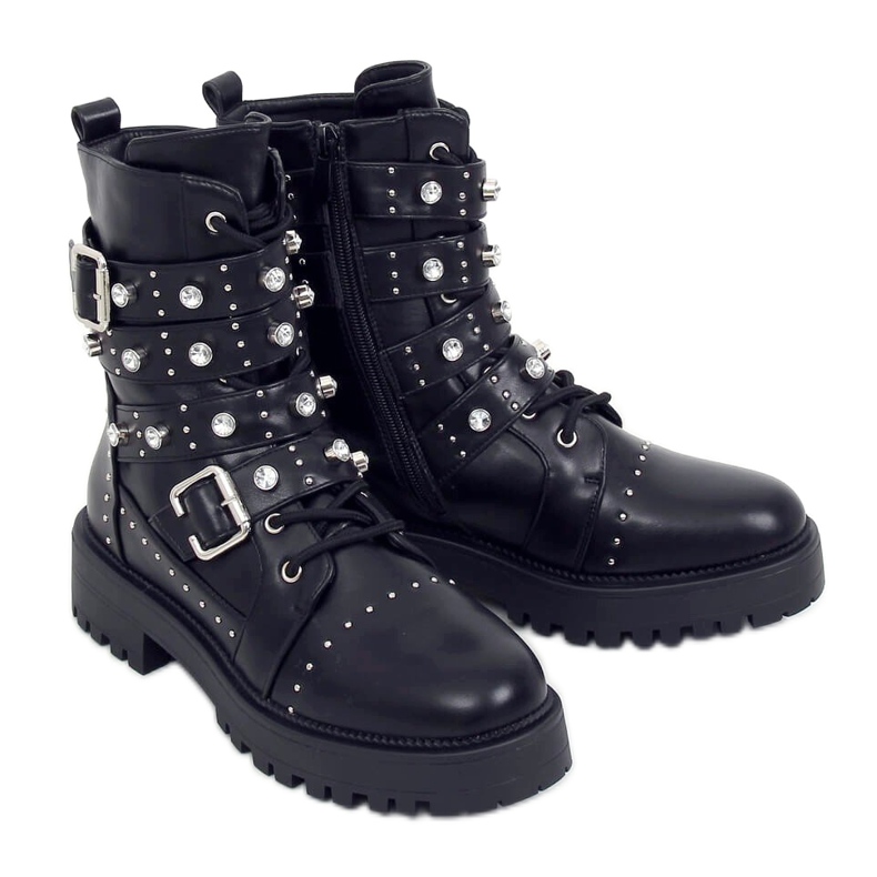 Botas militares con tachuelas negras NS176P Black negro