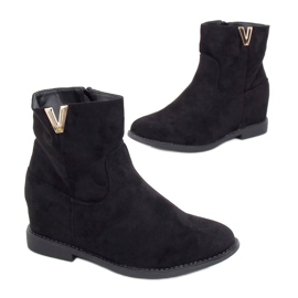 Black ZT1013 Botas negras con tacón de cuña oculto negro