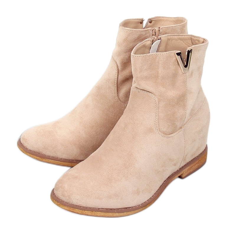 Botas con cuña beige oculta ZT1013 Gris Botas con cuña beige oculta ZT1013 Gris