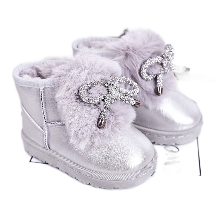 Botas de nieve para niños con piel Silver Aurora plata