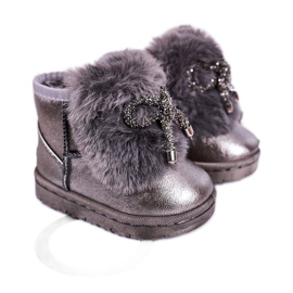 Botas de nieve para niños con piel Aurora gris oscuro