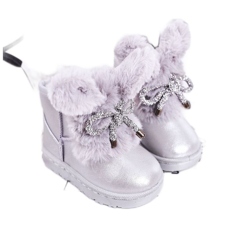 Botas de nieve para niños con pelo con orejas Silver Bunny plata Botas de nieve para niños con pelo con orejas Silver Bunny plata