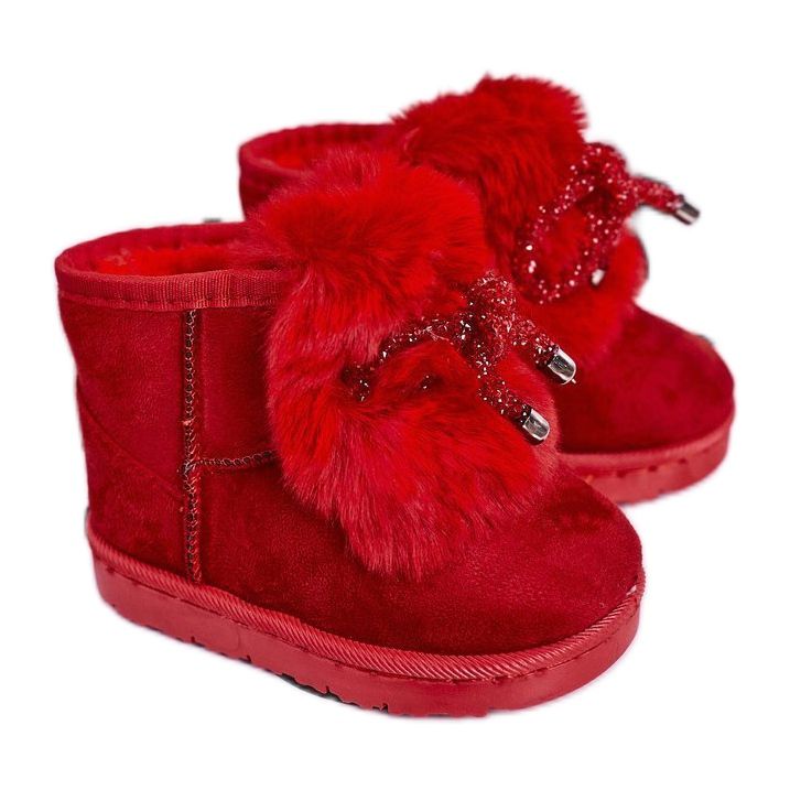 Botas de nieve para niños con piel de ante rojo Amelia Botas de nieve para niños con piel de ante rojo Amelia