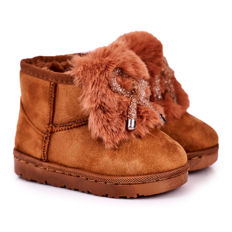 Botas de nieve cálidas para niños con piel de ante caramelo Amelia marrón