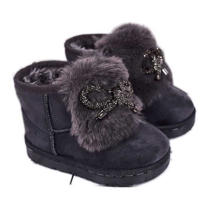Botas de nieve para niños con piel de ante gris Amelia