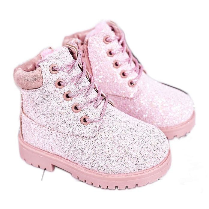 Botas cálidas de brocado para niños Trappers Pink Mermaid rosado