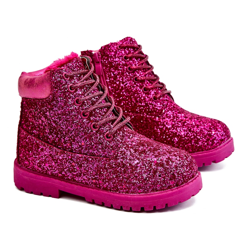 BM Botas Calientes Brocado Infantil Trappers Fucsia Sirena rosado rosado