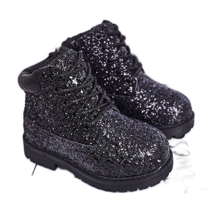 Botas cálidas de brocado para niños Trappers Black Mermaid negro