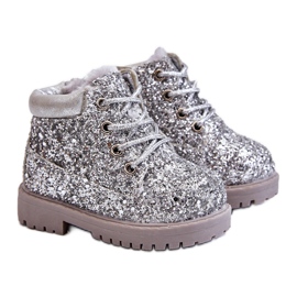 Botas cálidas de brocado para niños Trappers Silver Mermaid plata