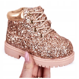 Botas cálidas de brocado para niños Trappers Pink Gold Mermaid rosado dorado