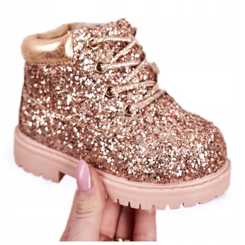 Botas cálidas de brocado para niños Trappers Pink Gold Mermaid rosado dorado