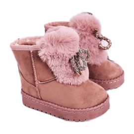Botas de nieve para niños con piel de ante rosa Amelia