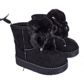 Botas de nieve negras para niños con ante de piel Amelia negro