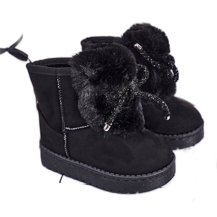 Botas de nieve para niños negras con piel de ante Amelia negro