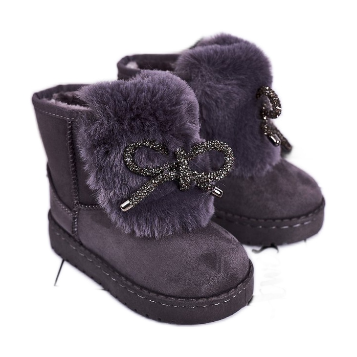 Botas de nieve para niños con piel de ante gris Amelia
