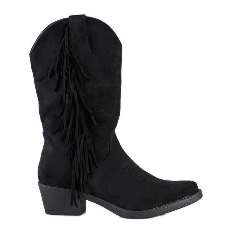 Diamantique Botas de vaquero con flecos negro