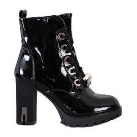 Super Mode Botas de moda lacadas negro