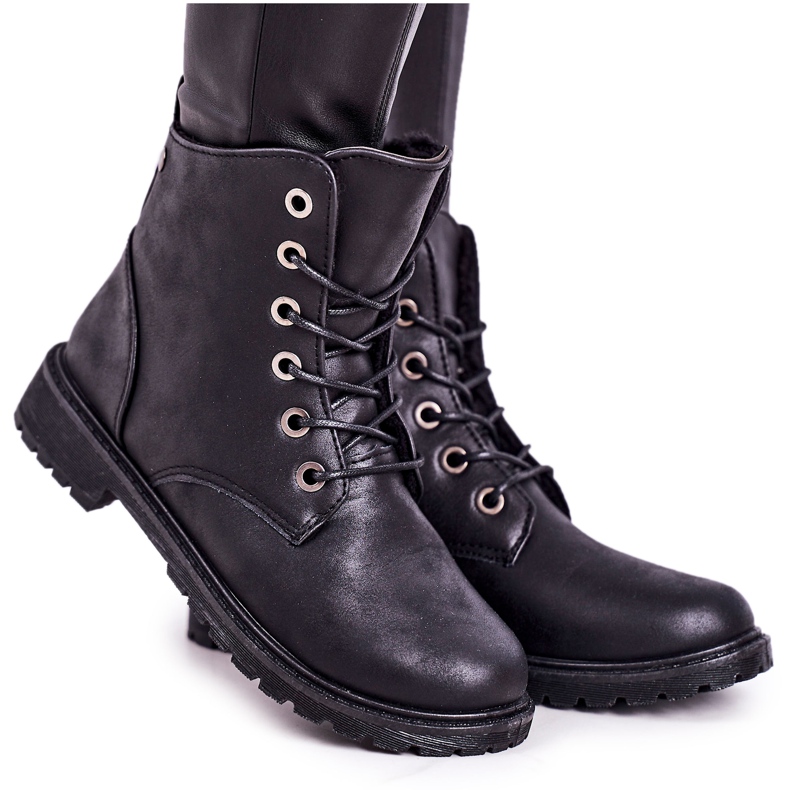Botas de trabajo para mujer calentadas con piel Black Mia negro