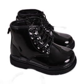 FRROCK Botas para niños Botas lacadas cálidas Negro Ammy FRROCK Botas para niños Botas lacadas cálidas Negro Ammy