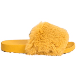 Bona Chanclas de moda con piel amarillo