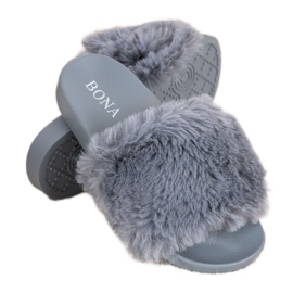 Bona Zapatillas de moda con piel gris