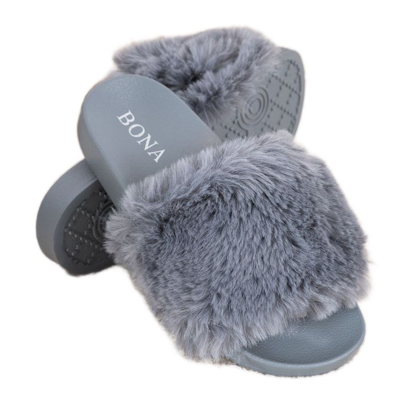 Bona Chanclas de moda con piel gris Bona Chanclas de moda con piel gris