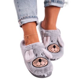 JOMIX Pantuflas de piel de ratón gris para mujer Home Sweet Home beige