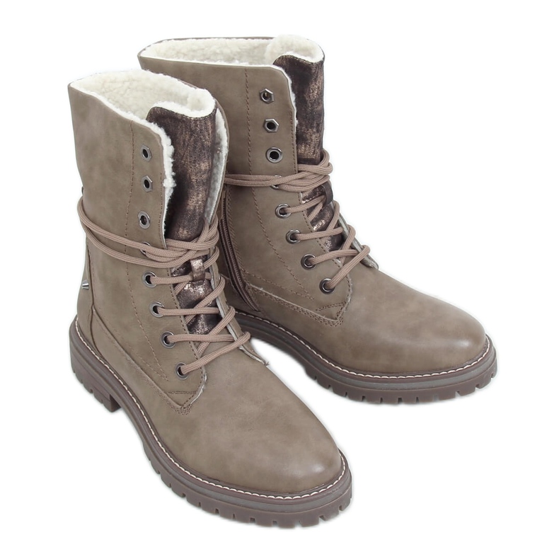 Trabajadores con cordones beige oscuro 4667 Caqui
