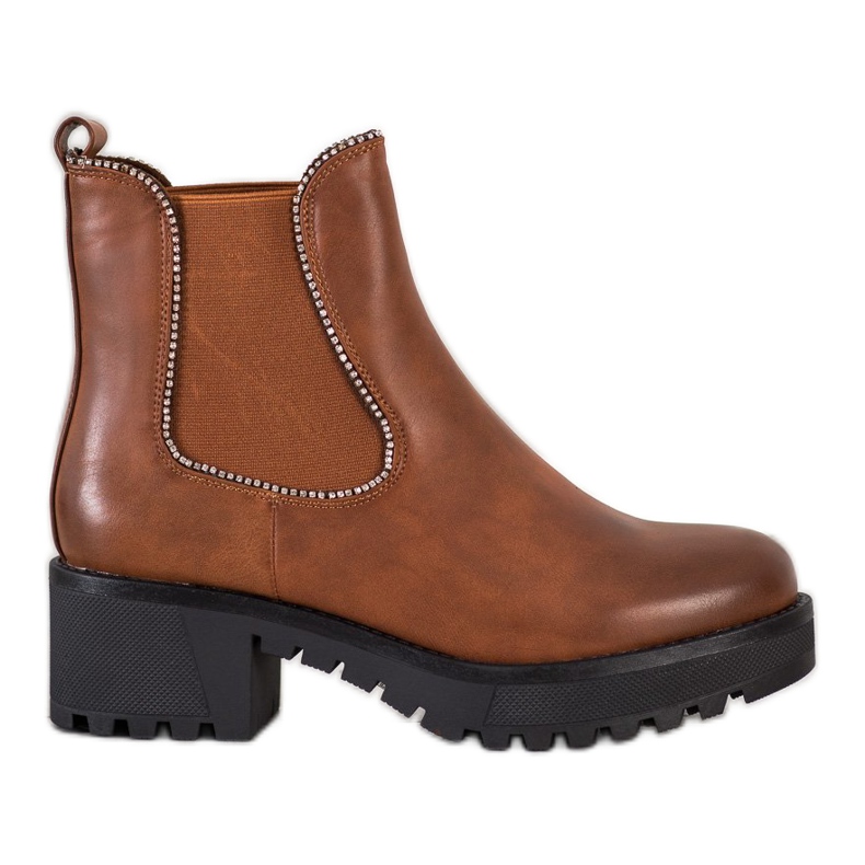 SHELOVET Botines chelsea con circonita marrón