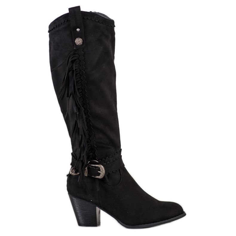 Diamantique Botas de vaquero con flecos negro Diamantique Botas de vaquero con flecos negro