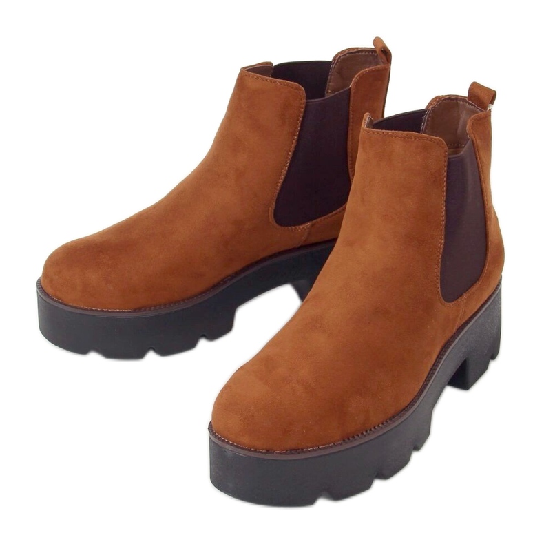 Botines Chelsea de suela alta camel 8B987 Camel marrón