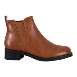 Ideal Shoes Botines Chelsea de piel ecológica marrón