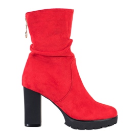Bella Paris Botas altas en la plataforma rojo