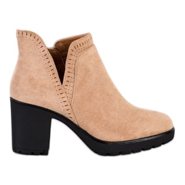 Bella Paris Botines de ante con corte beige