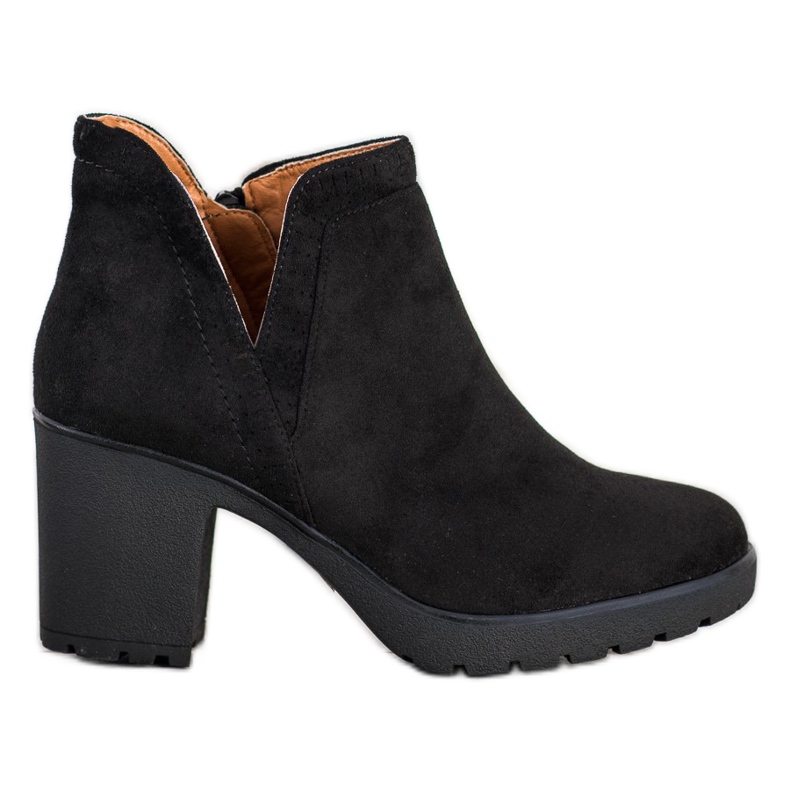 Bella Paris Botines de ante con corte negro Bella Paris Botines de ante con corte negro