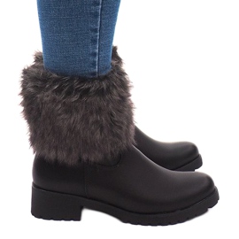 Botas con piel A89620 Negro blanco