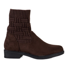 SHELOVET Botines de ante sin cordones marrón